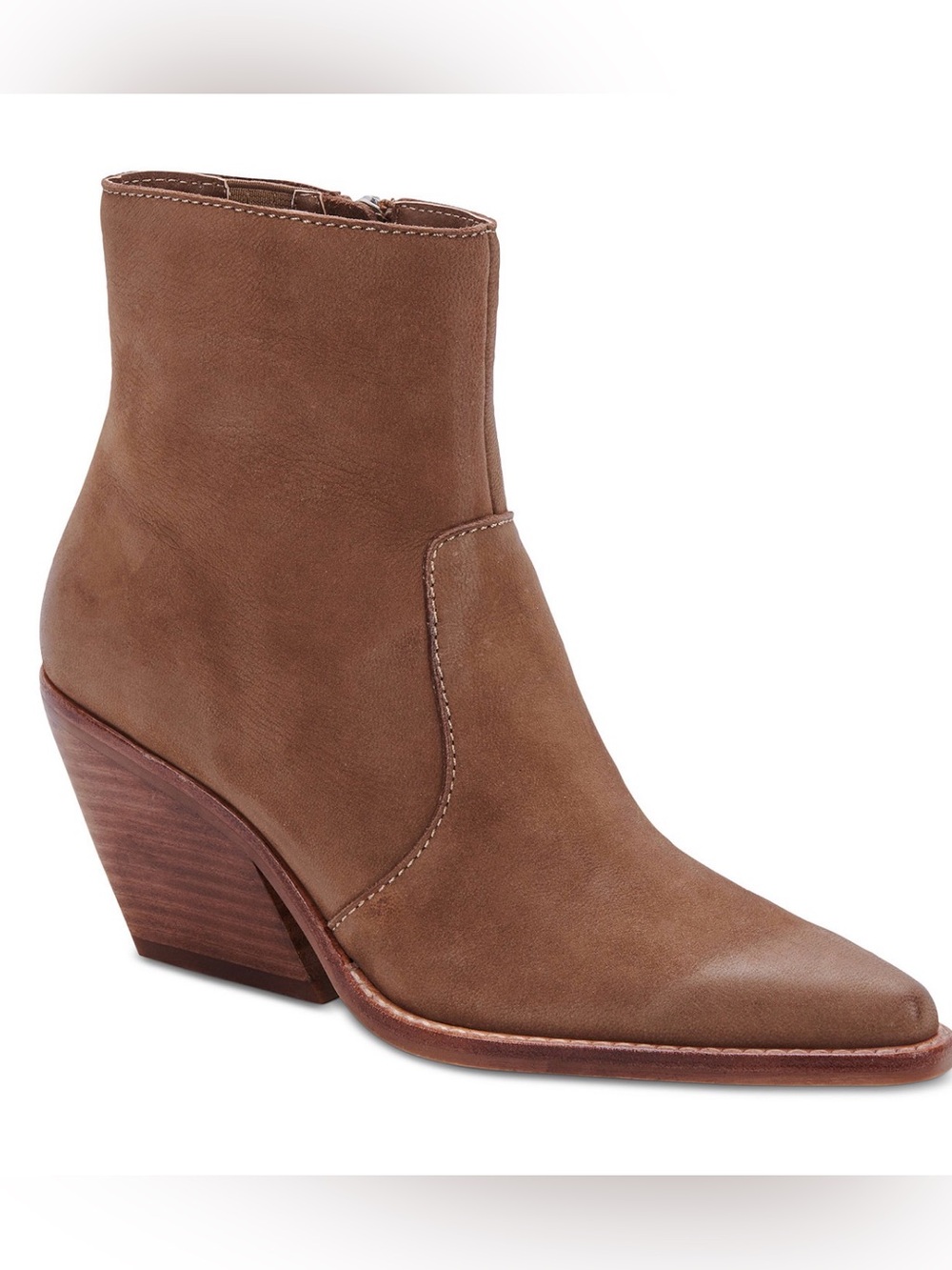 Dolce Vita Volli Brown Pointed Toe Ankle Boots Side Zip Booties Size 10